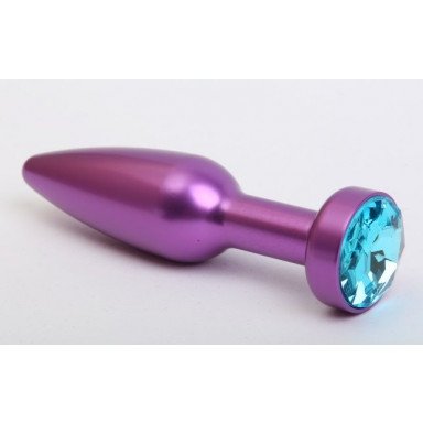 Фиолетовая анальная пробка с голубым стразом - 11,2 см., фото