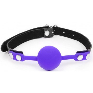 Фиолетовый кляп-шарик с черным ремешком, фото