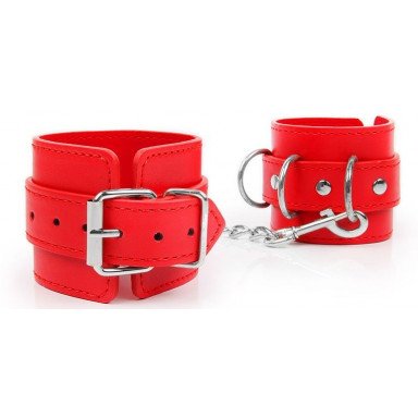Красные наручники на регулируемых ремешках с цепочкой, фото