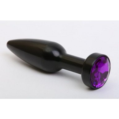 Чёрная удлинённая пробка с фиолетовым кристаллом - 11,2 см., фото