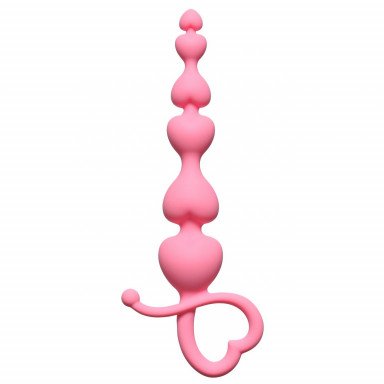 Розовая анальная цепочка Begginers Beads - 18 см., фото