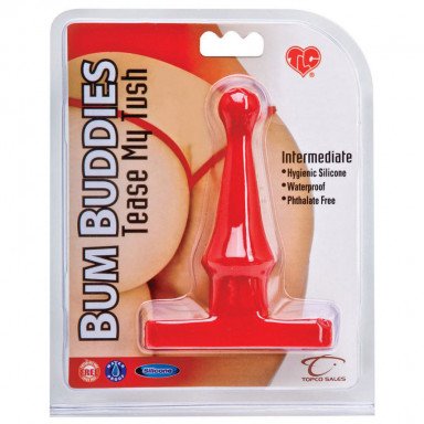 Красная анальная пробка Bum Buddies Tease My Tush, Intermediate Silicone Anal Plug - 12 см. фото 2
