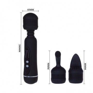 Черный вибромассажер со сменными насадками Power Wand - 20,5 см. фото 5
