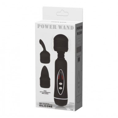 Черный вибромассажер со сменными насадками Power Wand - 20,5 см. фото 8