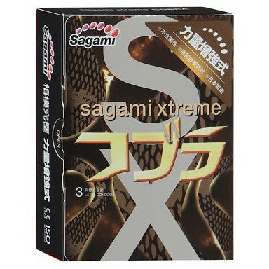 Суженные к основанию презервативы Sagami Xtreme Cobra - 3 шт., фото