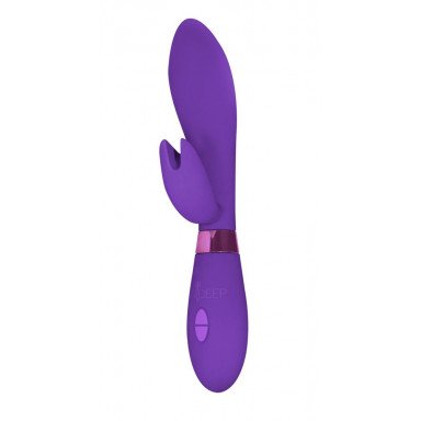 Фиолетовый вибратор Leyla с клиторальным отростком - 20,5 см., фото