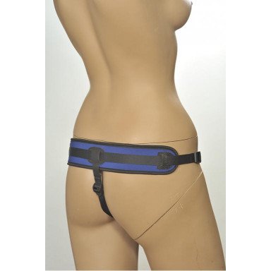 Сине-чёрные трусики с плугом Kanikule Strap-on Harness Anatomic Thong фото 3