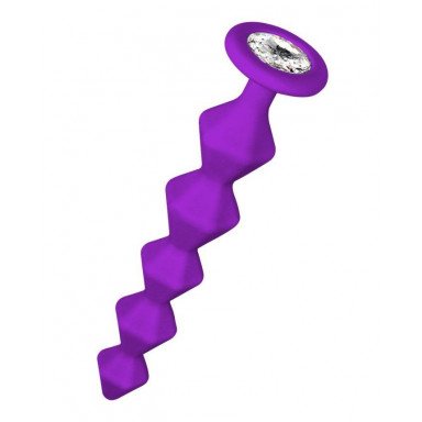 Фиолетовая анальная цепочка с кристаллом Chummy - 16 см., фото