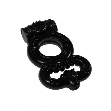 Чёрное эрекционное кольцо Rings Treadle с подхватом, фото