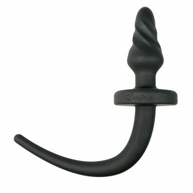 Черная витая анальная пробка Dog Tail Plug с хвостом, фото