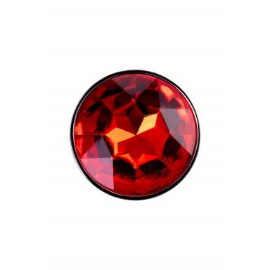 Серебристая удлиненная анальная пробка с красным кристаллом - 10 см. фото 4
