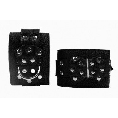 Черные наручники с фиксацией на двух карабинах фото 3