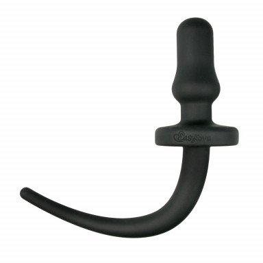 Черная анальная втулка Dog Tail Plug с хвостом, фото