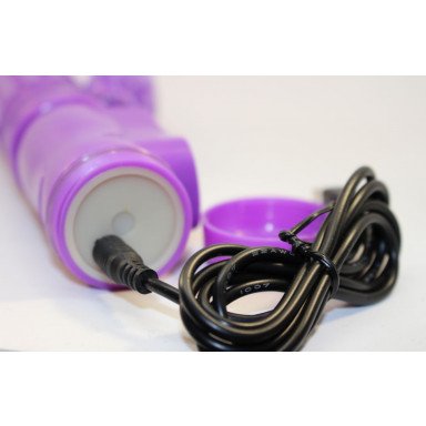 Фиолетовый вибратор-ротатор с клиторальным стимулятором - 22,5 см. фото 2