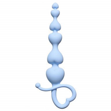 Голубая анальная цепочка Begginers Beads - 18 см., фото