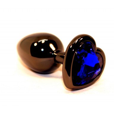 Чёрная пробка с синим сердцем-кристаллом - 7 см., фото