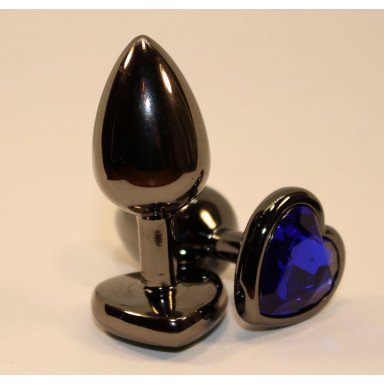Чёрная пробка с синим сердцем-кристаллом - 7 см. фото 2