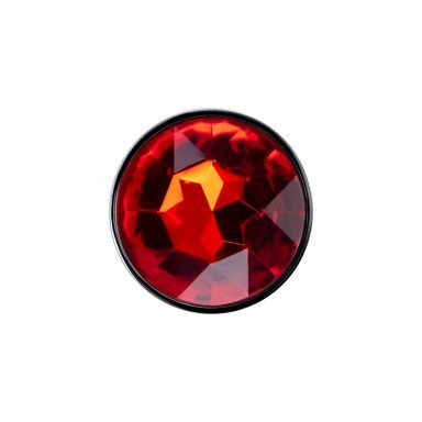 Изящная ребристая анальная втулка с красным кристаллом - 7 см. фото 4