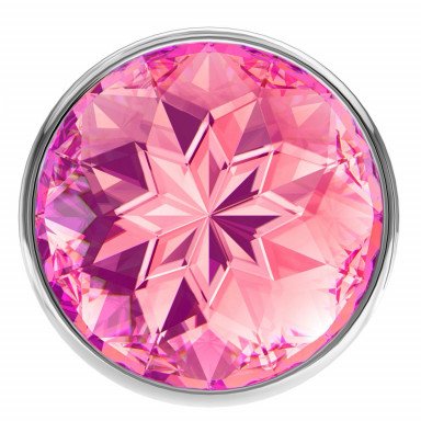 Большая серебристая анальная пробка Diamond Pink Sparkle Large с розовым кристаллом - 8 см. фото 3