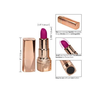 Золотистый вибратор-помада с пурпурным мягким кончиком Hide Play Rechargeable Lipstick фото 5