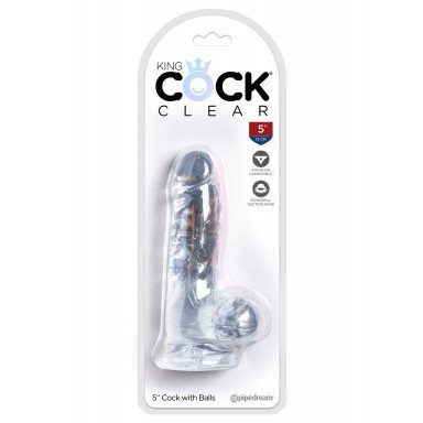 Прозрачный фаллоимитатор King Cock Clear 5 Cock with Balls - 15,2 см. фото 3