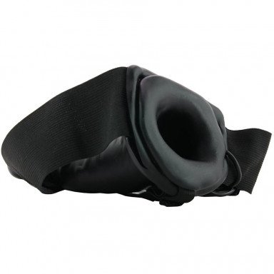 Чёрный полый страпон с вибрацией Unisex Vibrating Hollow Strap-On - 14 см. фото 4
