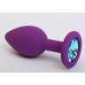 Фиолетовая силиконовая пробка с голубым стразом - 7,1 см., фото