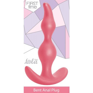 Розовая анальная пробка Bent Anal Plug Black - 13 см. фото 3