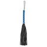 Черная многохвостая плеть-флоггер с синей ручкой - 40 см., фото