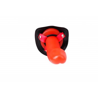 Красный страпон Thumper Strap-on на ремешках - 18 см. фото 4