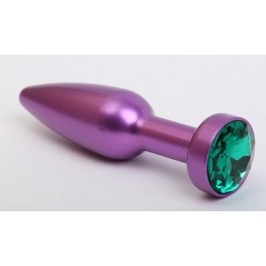 Фиолетовая анальная пробка с зелёным стразом - 11,2 см., фото