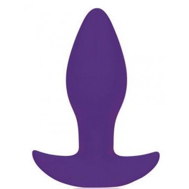 Фиолетовая коническая анальная вибровтулка с ограничителем - 8,5 см., фото