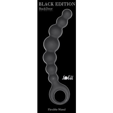 Чёрная упругая анальная цепочка Flexible Wand - 18 см. фото 3