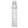 Закрытая прозрачная рельефная насадка с шипиками Crystal sleeve - 13,5 см., фото