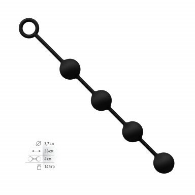 Чёрная силиконовая анальная цепочка - 38 см. фото 2