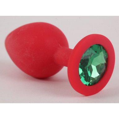 Красная силиконовая пробка с зеленым кристаллом - 9,5 см., фото