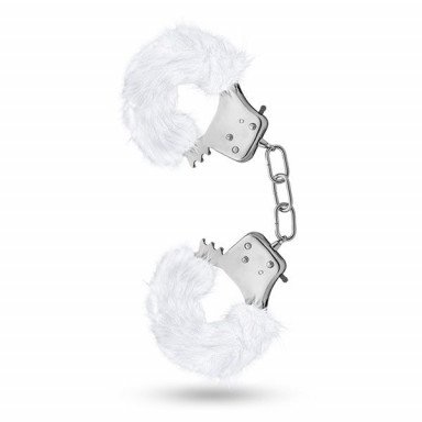Белые игровые наручники Plush Fur Cuffs фото 2
