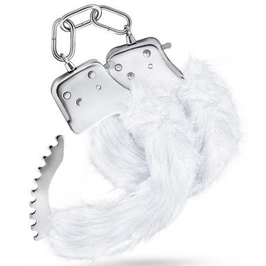 Белые игровые наручники Plush Fur Cuffs фото 4