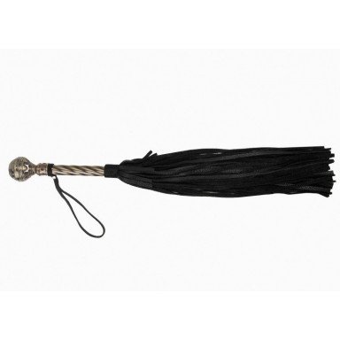 Черная плеть-флогер с витой ручкой в виде шара - 60 см., фото