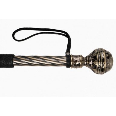 Черная плеть-флогер с витой ручкой в виде шара - 60 см. фото 3