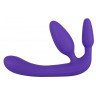 Фиолетовый безремневой страпон с двумя пробками Triple Teaser, фото