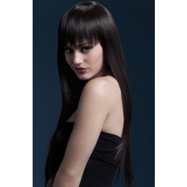 Каштановый парик с длинными прямыми волосами Jessica, S-M-L, коричневый, фото